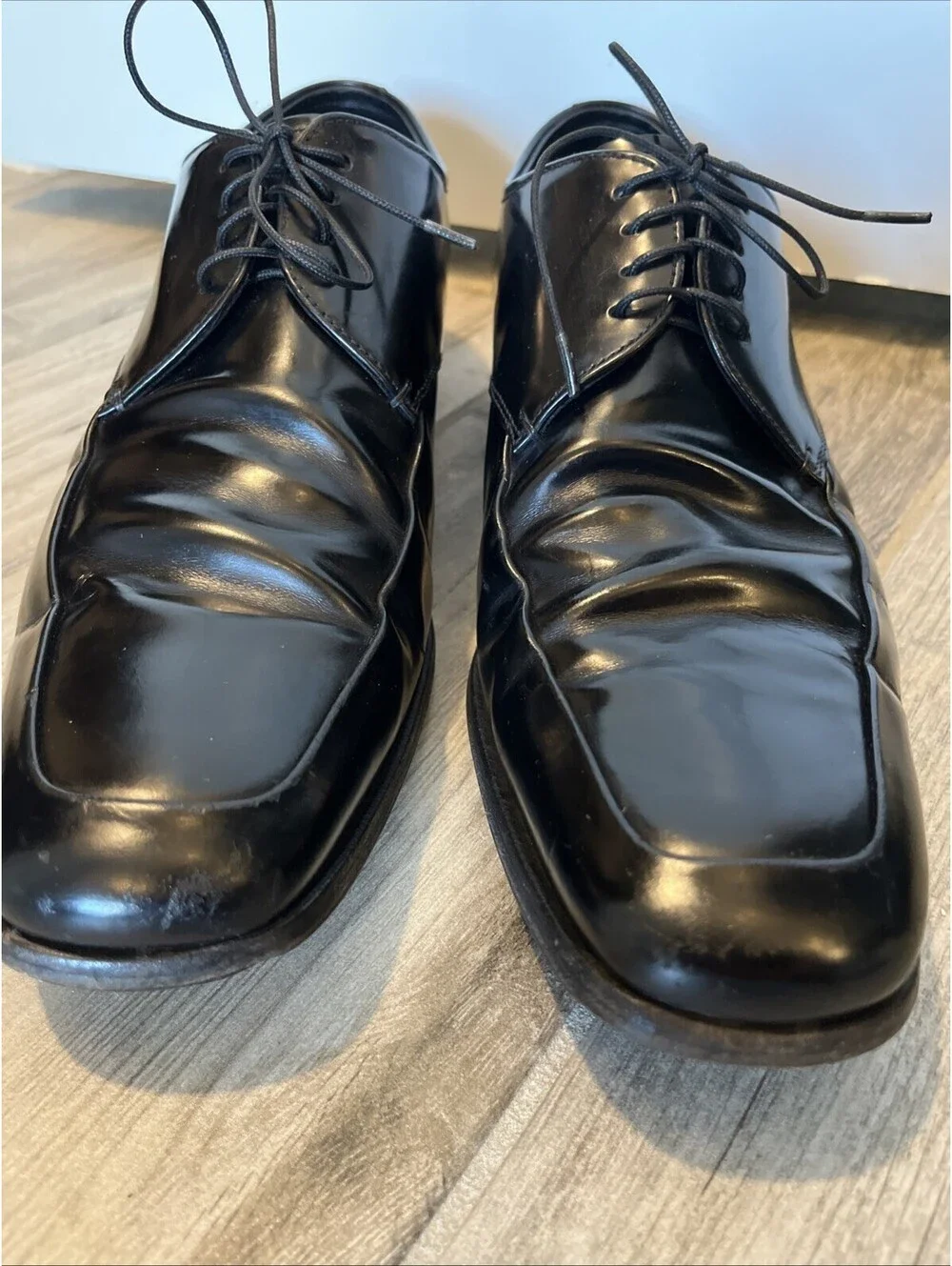 PRADA MENS BLACK DRESS OXFORD SHOES SIZE 9.5 MADE IN ITALY GOOD CONDITION!